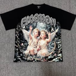 2026 MIXED EMOTION Rhinestone Short Sleeve Men Women Tshirt Streetwear Cotton Loose Round Neck Top Tees Oversized Tee Top Trendy