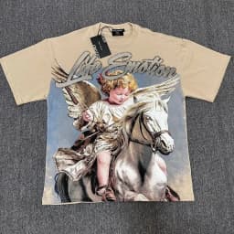 2026 MIXED EMOTION Rhinestone Short Sleeve Men Women Tshirt Streetwear Cotton Loose Round Neck Top Tees Oversized Tee Top Trendy