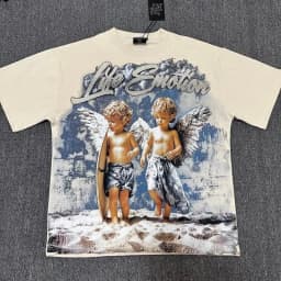 2026 MIXED EMOTION Rhinestone Short Sleeve Men Women Tshirt Streetwear Cotton Loose Round Neck Top Tees Oversized Tee Top Trendy