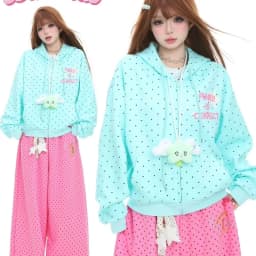 2026 Spring Fashion Letter Print Hooded New Clothing American Polka Dot Star Sweatshirts Women Y2k Sweet Loose Casual Jacket