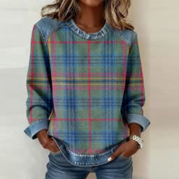 Harajuku Fashion Contrast Denim Woman Sweatshirts Elegant Shirt Collar Patchwork Top Pullovers Autumn Long Sleeve T-shirt Hoodie