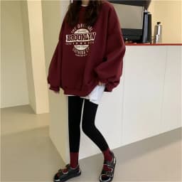 Fleece Lined Hoodless Sweatshirt Women's Spring Autumn Winter Thin Loose Korean Style Retro Hong Kong Style Chic Top Coat