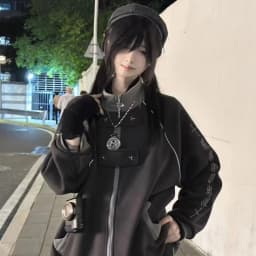 2026 Japanese Subculture Y2k Fleece Hoodie Stand Collar Men Streetwear Women Harajuku Sudaderas Coat Mujer Goth Sweatshirts
