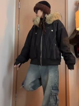 2000s Aesthetic Black Elegant Jacket Woman 2026 Winter Y2k Zip Up Hooded Design Harajuku Coat Female Loose Casual Punk Outfits
