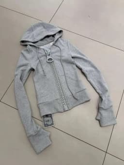 Y2K Giant Zipper Hoodie Women's Streetwear Harajuku Style Autumn Top Slim Fit Long Sleeve O-Ring Zipper Jacket Coat