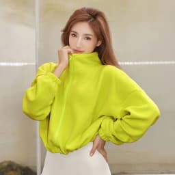 Autumn Winter New Fleece-lined Sports Jacket Women Sweatshirt Loose Slim Solid Vertical Collar Yoga Clothing Warm Tops Outdoor