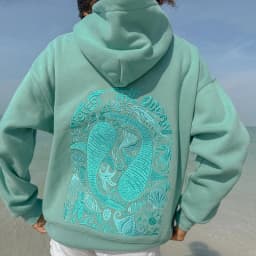 Starfish Whale Embroidery Hibiscus Sweatshirt Autumn Preppy Oversized Graphic Hoodies for Women Teen Girls Long Sleeve Pullover