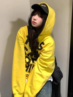 Fall New Style Loose Fit Yellow Streetwear American Retro Brand Hoodie Spicy Girl Print Casual Women's Sweatshirt Top