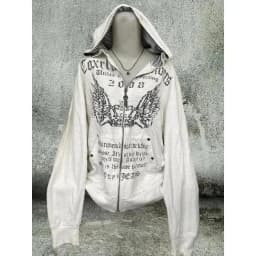 American Vintage Black Faux Fur Sweatshirts Women Letter Printed Subculture Coats with Hooded Female Gothic Harajuku Jackets Y2k
