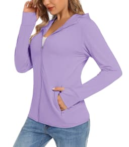 TACVASEN Summer Full Zip UPF50+ Sun Protection Hoodies Jackets Womens Long Sleeve Casual Shirt Hooded Jacket Hiking Running Tops