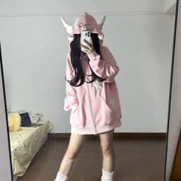 Japanese dopamine style cute star angel wing women's top autumn and winter loose hooded women's hoodie sweet style