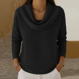Fashion Pile Collar Long Sleeve Sweatshirt Women Casual Loose Blouse Women Autumn Winter Waffle Pullover Tops