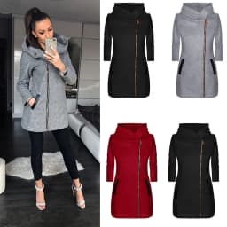 Fashion Trend Loose Side Zipper Plus Fleece Jacket Hooded Sweater Woman