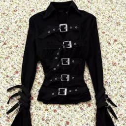 Gothic Y2k Subculture Vintage Jackets Women Harajuku Y2K Metal Buckle Belt Slim Bandage Shirts New Dark Punk Top Female Clothing