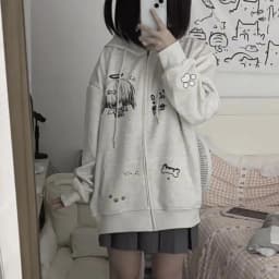 Zip Up Hoodie Jackets Japanese Sweatshirts Preppy Style 2025 Ropa Mujer Hooded Cartoon Zipper Casual Fashion Hoodies Y2k Tops
