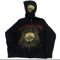 Harajuku Tapout Zipper Skull Print Oversized Hoodies Women Hip hop Fashion Sweater American Y2k Tops Vintage Gothic Streetwear