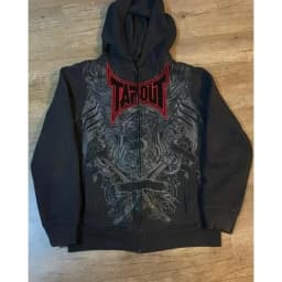 Harajuku Tapout Zipper Skull Print Oversized Hoodies Women Hip hop Fashion Sweater American Y2k Tops Vintage Gothic Streetwear