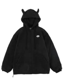 E-girl Fashion Kawaii Devil Horns Zip-up Hoodies Women Gothic Sweatshirt Casual Y2k Tops Outwear Harajuku Grunge Streetwear Coat