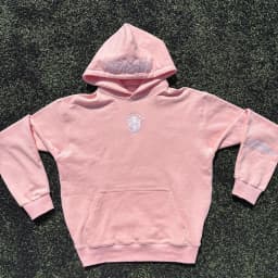 Vintage Letter Embroidered Pink Long Sleeved Pullover Y2K Fashion Personality American Street Autumn Winter Sports Loose Hoodies