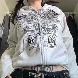 Maemukilabe Cyber Grunge Y2K Emo Zip Up Sweatshirts Vintage Graphics Coat E-girl Gothic Harajuku Mall Goth Hoodies Streetwear