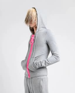 Y2K Fashion Large Zipper Decoration Sweatshirt Women Harajuku Sexy Slim Fit Hood Sweatshirt Goth Light Gray Casual Short Hoodie