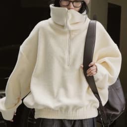 Japanese Polar Fleece Sweatshirts Fall Winter Lazy Wind Women Oversize Pullovers Chic Half Zipper Solid Warm Loose Casual Tops