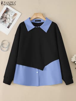 Stylish Women Sweatshirts 2025 ZANZEA Autumn Hoodies Casual Long Sleeve Tops Fake Two Piece Shirt Elegant OL Work Pullover Mujer