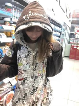 2000s Japan Harajuku Kawaii Print Patchwork Dot Zip Up Hoodie Coat Y2k American Vintage Winter New Warm Top Hooded Sweatshirts