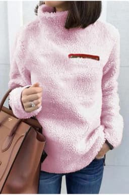 Women Sweatshirts Autumn Winter Top Long Sleeve Plush Warm Pullover Tunic Female Pink Ladies Clothing Zipper Streetwear