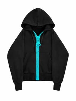 Subculture Y2K Vintage Oversized Zip Up Hoodie Women Big Contrast Zipper Cropped Unique Design Casual Streetwear Sweatshirt 2026