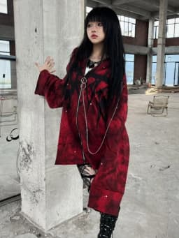 Y2k Aesthetic Printing Punk Hoodies Women Grunge Loose Pocket Oversized Hooded Hoody Harajuku Streetwear Emo Zipper Sweatshirts
