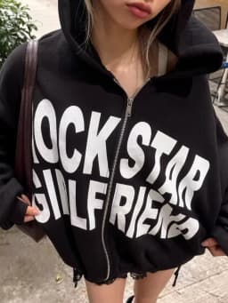 English printed hooded zipper sweatshirt casual trendy street fashion sweet and cool Harajuku daily wear classic and fashionable