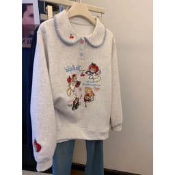 Cute Cartoon Embroidered Doll Collar Sweatshirt Fashionable Casual Versatile Large Size Spring Autumn New Style Sweet Top
