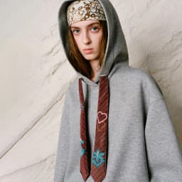 TOYOUTH Liberte Series Women Sweatshirt 2026 Autumn New Nomadic Print Ribbon Detail Hooded Loose Top
