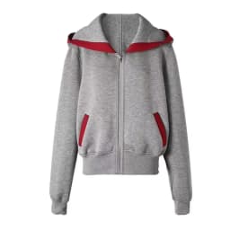 Fashion Color Blocked Hooded Sweatshirt for Women Autumn Loose Fit Zip-up Hoodie Female Casual Long Sleeve Sport Outerwear