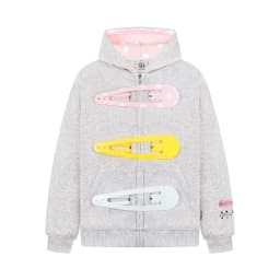 Pink Polka Dot Lined Hood 3D Giant Hair Clip Decor Zip up Hoodie Women's Oversized Kawaii Streetwear Jacket