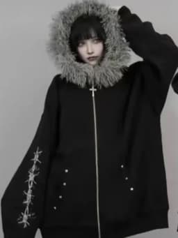 Autumn Gothic American Retro Zipper Hoodie Jacket Women Embroidery Letter Design Sweatshirt Harajuku 2000s Warm Tops Clothes