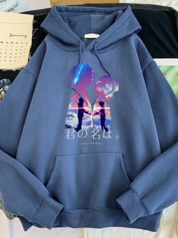 Hoodie Womens Hot Japanese Anime Movies Your Name Print Clothes Woman Oversize O-Neck Loose Sweatshirt Cute Hoodied Sweatshirts