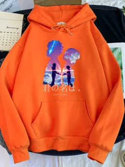 Hoodie Womens Hot Japanese Anime Movies Your Name Print Clothes Woman Oversize O-Neck Loose Sweatshirt Cute Hoodied Sweatshirts