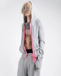 Fashion Street Retro Punk Design Harajuku Aesthetic Oversized Hooded Sweatshirt Y2K Jacket Womens Pink Giant Zipper Gray Hoodie