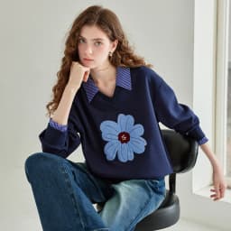 TOYOUTH Women's Fake Two Piece Sweatshirt 2026 Autumn New Arrival Meconopsis Plaid Turn Down Collar Splicing Loose Top