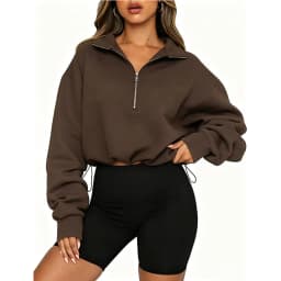 2026 Autumn Winter New Women's Half Zipper Long Sleeve Sweatshirt European American Fashion Short Style Pullover Hoodie Tops Y2k