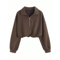 2026 Autumn Winter New Women's Half Zipper Long Sleeve Sweatshirt European American Fashion Short Style Pullover Hoodie Tops Y2k