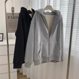 Thickened Fleece Hoodie Women's Casual Style Zipper Open Cardigan Outerwear Autumn Winter Loose Comfortable All-match Trendy