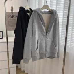Thickened Fleece Hoodie Women's Casual Style Zipper Open Cardigan Outerwear Autumn Winter Loose Comfortable All-match Trendy