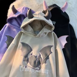 High Quality Embroidery Bat Hip Hop Graphic Hoodie Men Women Oversized Sweatshirt Couples Korean Style Winter Tops Loose Casual