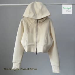 American spice girls fashionable air layer sports sweater women spring and autumn loose cardigan hooded solid color short coat