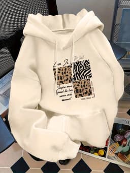 Women's Autumn and Winter Loose Casual Comfortable Letter Printed Thick Long-Sleeved Round Neck Hoodie Pullover