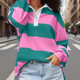 2025 Collection Striped Long Sleeve Shirt Classic Turn Down Collar Loose Autumn Patchwork Sweatshirts