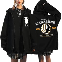 Japanese Anime Haikyuu Graphic Zip Up Hoodies Manga Y2k Gothic Zippper Jackets Sweatshirts Karasuno Fly High Harajuku Streetwear